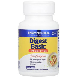 Ферменти і пробіотики, Digest Basic + Probiotics, Enzymedica, 30 капсул