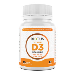 Вітамін D3, Vitamin D3, Biotus, 25 мкг (1000 МО), 60 капсул