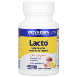 Ферменти для травлення, лакто, Lacto, Enzymedica, молочна формула для травлення, 30 капсул