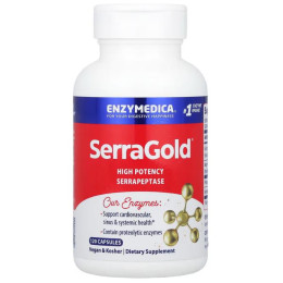 Протеолитические ферменты, SerraGold, Enzymedica, серрапептаза для сердца, 120 капсул