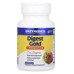 Ферменти і пробіотики, Digest Gold + Probiotics, Enzymedica, 45 капсул