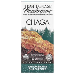 Чага, Chaga, Host Defense, Mushrooms™, антиоксидант та підтримка ДНК, 60 капсул