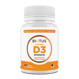 Вітамін D3, Vitamin D3, Biotus, 125 мкг (5000 МО), 100 капсул