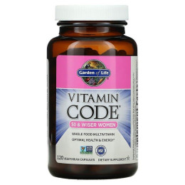 Сирі вітаміни для жінок 50+, Multivitamin, Vitamin Code, Garden of Life, із цільних продуктів, 120 вегетаріанських капсул