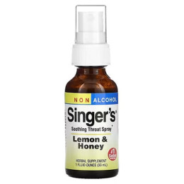 Спрей для горла успокаивающий, Singer's, Soothing Throat Spray, Herbs Etc., без спирта, лимон и мед, 30 мл
