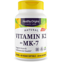 Вітамін K2 у формі MK7, Vitamin K2 як MK-7, Healthy Origins, 100 мкг, 60 вегетаріанських м'яких капсул