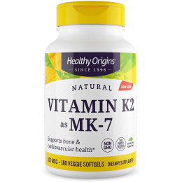 Вітамін K2 у формі MK7, Vitamin K2 як MK-7, Healthy Origins, 100 мкг, 180 вегетаріанських м'яких капсул