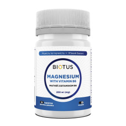 Магній с вітаміном В6, Magnesium with Vitamin B6, Biotus, 200 мг, 30 таблеток