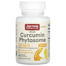 Куркумін, Vegan Curcumin Phytosome, Jarrow Formulas, 500 мг, 60 рослинних капсул