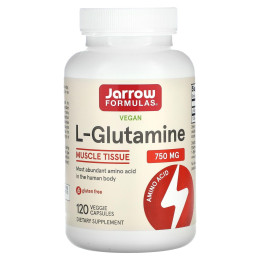 Глутамін, L-Glutamine, Jarrow Formulas, 750 мг, 120 капсул