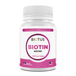 Біотин, Biotin, Biotus, 5000 мкг, 60 капсул