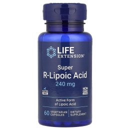 R липоевая кислота, Super R-Lipoic Acid, Life Extension, 60 вегетарианских капсул