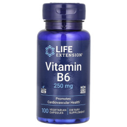 Вітамін В6 (піридоксин), Vitamin B6, Life Extension, 250 мг, 100 вегетаріанських капсул