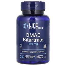 DMAE (Диметиламіноетанол), DMAE Bitartrate, Life Extension, 150 мг, 200 капсул
