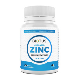 Хелатный цинк, Chelated Zinc, Biotus, 30 мг, 60 капсул