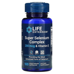 Селен із вітаміном Е, суперкомплекс, Super Selenium Complex & Vitamin E, Life Extension, 200 мкг, 100 вегетаріанських капсул
