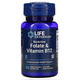 Фолієва кислота та вітамін В12, Folate & Vitamin B12, Life Extension, 90 капсул