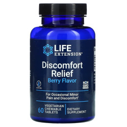 Обезболивающие таблетки, Discomfort Relief, Life Extension, вкус ягод, 60 вегетарианских жевательных таблеток