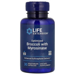 Брокколі з мірозиназою, Optimized Broccoli with Myrosinase, Life Extension, оптимізована суміш, 30 вегетаріанських капсул