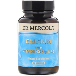 Кальций с витаминами D3 и К2, Calcium with Vitamins D3 & K2, Dr. Mercola, 30 капсул