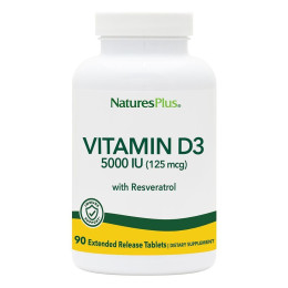 Вітамін D3 ультра, Ultra Vitamin D3, Nature's Plus, 125 мкг (5000 МО), 90 таблеток з розширеним вивільненням