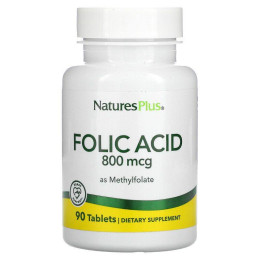Фолієва кислота (метилфолат), Folic Acid, Nature's Plus, 800 мкг, 90 таблеток