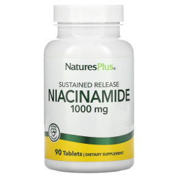 Ніацинамід, Niacinamide, Nature's Plus, 1000 мг, 90 капсул