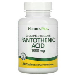 Пантотенова кислота (Pantothenic Acid), Nature's Plus, 1000 мг, 60 таблеток