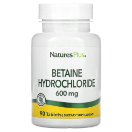 Бетаїну гідрохлорид, Betaine Hydrochloride, Nature's Plus, 600 мг, 90 таблеток