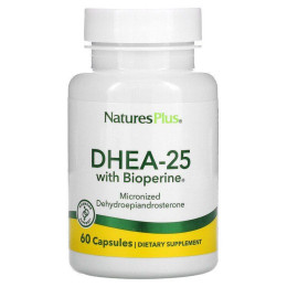 ДГЕА-25 з біоперіном, DHEA-25 With Bioperine, Nature's Plus, 60 вегетаріанських капсул