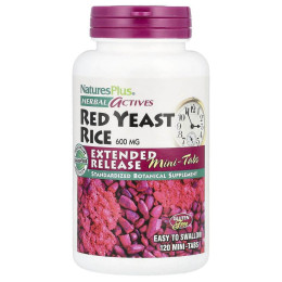 Красный дрожжевой рис, Red Yeast Rice, Nature's Plus, Herbal Actives, 600 мг, 120 таблеток