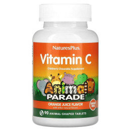 Витамин С жевательный, Vitamin C, Nature's Plus, Animal Parade, апельсиновый вкус, без сахара, 90 таблеток в форме животных