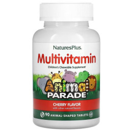Мультивітаміни та мінерали для дітей, Multi-Vitamin & Mineral, Nature's Plus, Source of Life, вишня, 90 таблеток у формі тварин