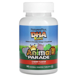 Рыбий жир для детей, DHA for Kids, Nature's Plus, Animal Parade, вишневый вкус, 90 жевательных конфет