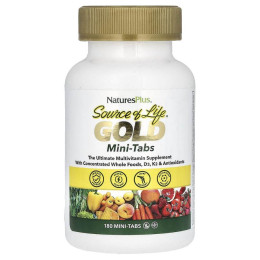 Мультивітаміни, Gold, The Ultimate Multivitamin Supplement, Source of Life, NaturesPlus, 180 міні-таблеток