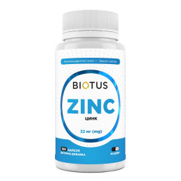Цинк, Zinc, Biotus, 32 мг, 100 капсул