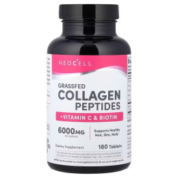 Пептиди колагену + вітамін С та біотин, Collagen + Vitamin C & Biotin, NeoCell, супер, 180 таблеток