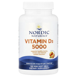 Витамин D3, Vitamin D3, Nordic Naturals, апельсин, 125 мкг (5000 МЕ), 120 мини гелевых капсул