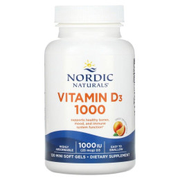 Витамин D3 (апельсин), Vitamin D3, Nordic Naturals, 1000 МЕ, 120 гелевых капсул