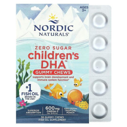 Рыбий жир для детей, Children's DHA Gummies, Nordic Naturals, 600 мг, 30 жевательных конфет