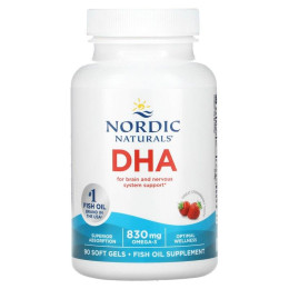 Рыбий жир экстра (клубника), DHA, Nordic Naturals, 415 мг, 90 капсул