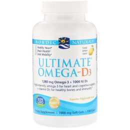 Риб'ячий жир омега-D3 (лимон), Ultimate Omega-D3, Nordic Naturals, 1000 мг, 120 гелевих капсул