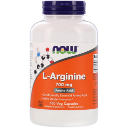 L-аргінін, L-Arginine, Now Foods, 700 мг, 180 вегетаріанських капсул