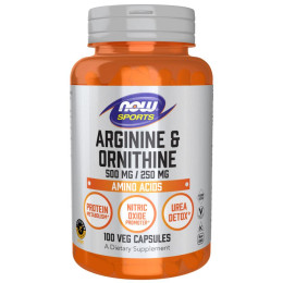 Аргинин и орнитин, Arginine & Ornithine, NOW Foods, Sports, 500 мг/250 мг, 100 вегетарианских капсул