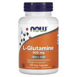 L-глютамин, L-Glutamine, Now Foods, 500 мг, 120 вегетарианских капсул
