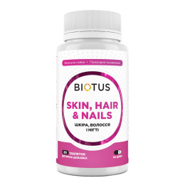Волосся, шкіра та нігті, Hair, Skin & Nails, Biotus, 60 таблеток