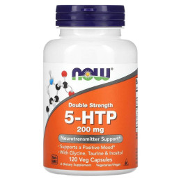 5-HTP, 5-гидрокситриптофан, 5-HTP, NOW Foods, двойная сила, 200 мг, 120 вегетарианских капсул