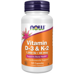 Вітамін D3 та К2, Vitamin D-3 & K-2, Now Foods, 120 капсул