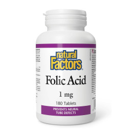 Folic Acid 1mg - 180 caps Natural Factors