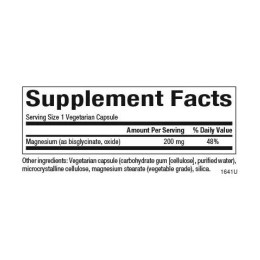 Magnesium Bisglycinate 200mg - 120 vcaps Natural Factors